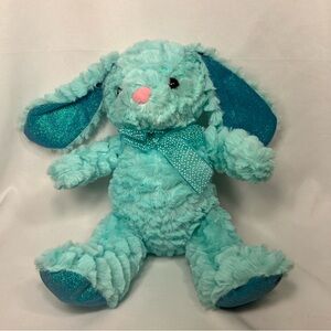 Teal Easter Bunny Plush 12” Glitter Ears Soft Rabbit Stuffed Animal